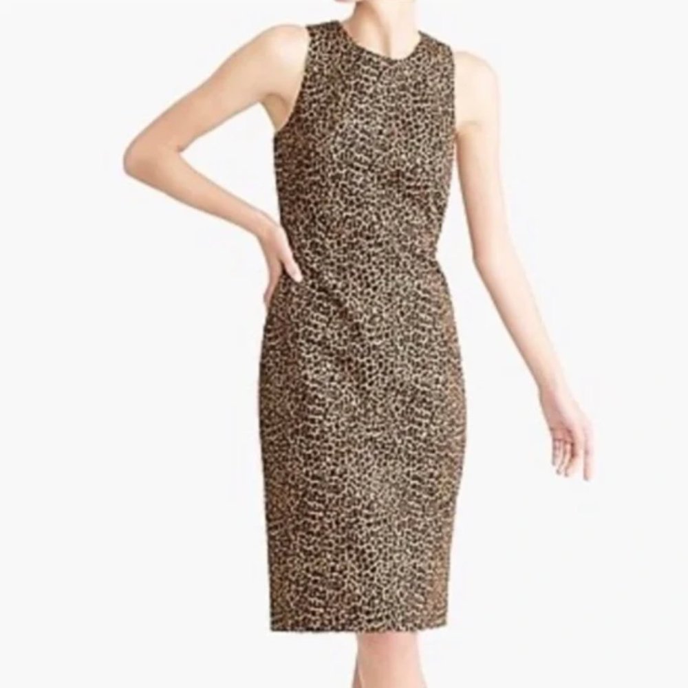 NWOT J.Crew Leopard/Animal Print Sheath Dress 100% Cotton